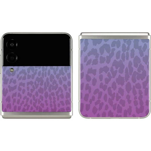 Cheetah Print Purple and Blue Galaxy Z Flip3 5G Skin